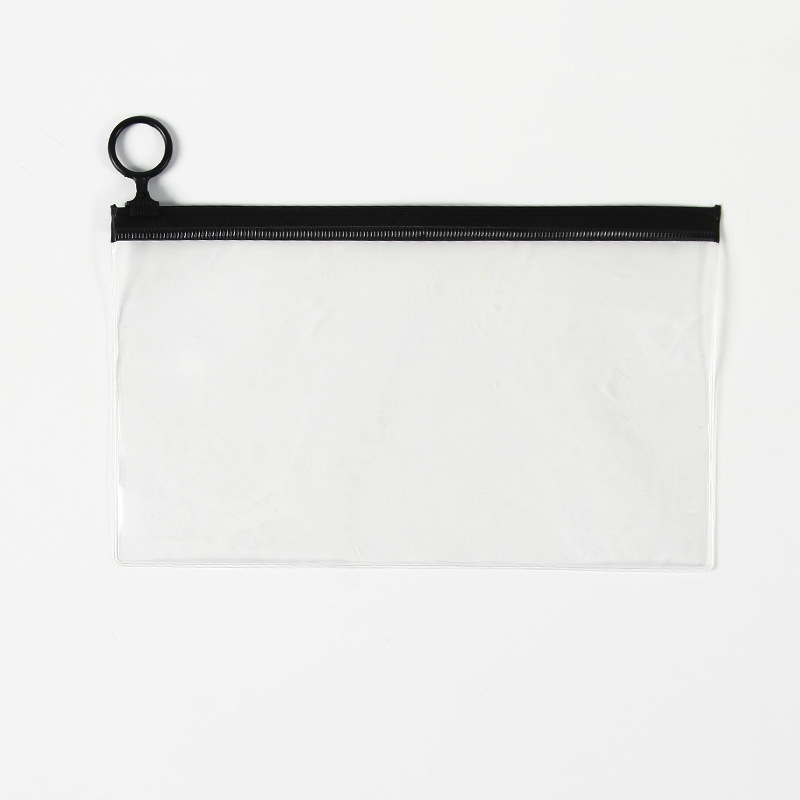 Geantă cu fermoar din PVC transparent, mat, personalizată, organizator din plastic plat pentru rechizite școlare și fișiere