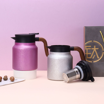 Ceainic din titan cu aspect lemnos, separare ceai-apă, cutie cadou cu acoperire titan, termos izolat pentru ceai și cafea la domiciliu