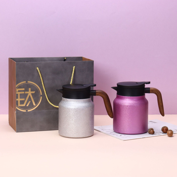 Ceainic din titan cu aspect lemnos, separare ceai-apă, cutie cadou cu acoperire titan, termos izolat pentru ceai și cafea la domiciliu