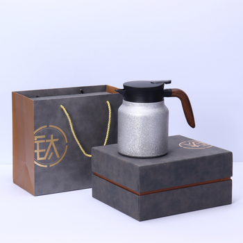 Ceainic din titan cu aspect lemnos, separare ceai-apă, cutie cadou cu acoperire titan, termos izolat pentru ceai și cafea la domiciliu