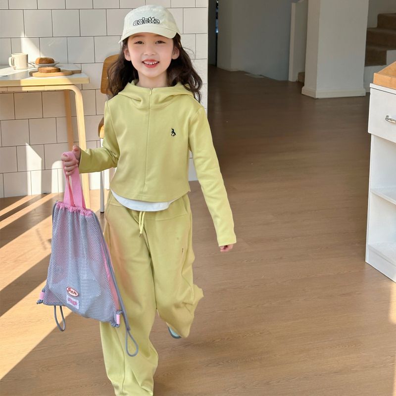 YOJIA Lányoknak: koreai stílusú kapucnis pulóver és nadrág szett, tavasz–tél 2025