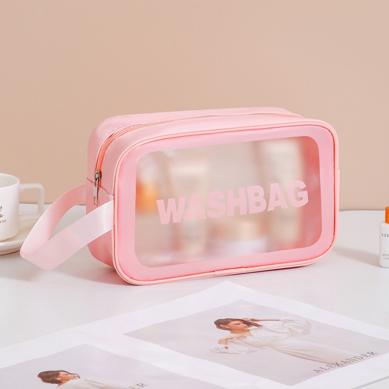 Set transparent din trei piese pentru machiaj și toaletă, capacitate mare, husă din PVC mată pentru cosmetice, pentru femei