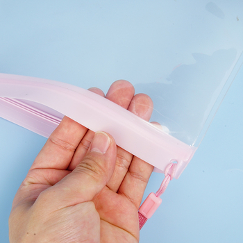 Geantă EVA cu fermoar, transparentă, mată, pentru cosmetice (PVC)