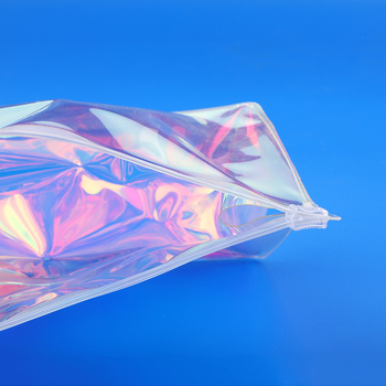 Pungă cu fermoar din PVC transparentă, mată, pentru produse cosmetice, design 3D colorat