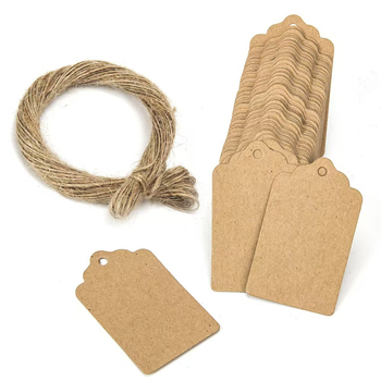 Etichete goale pentru cadouri din hârtie kraft, șnur din iută de 20 m, dimensiuni 3×5 cm și 4×7 cm.
