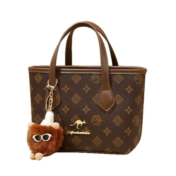 Ženska kožna mala kvadratna torbica s retro otiskom, crossbody, preko ramena i u ruci, svestrana i stilska dnevna torba.