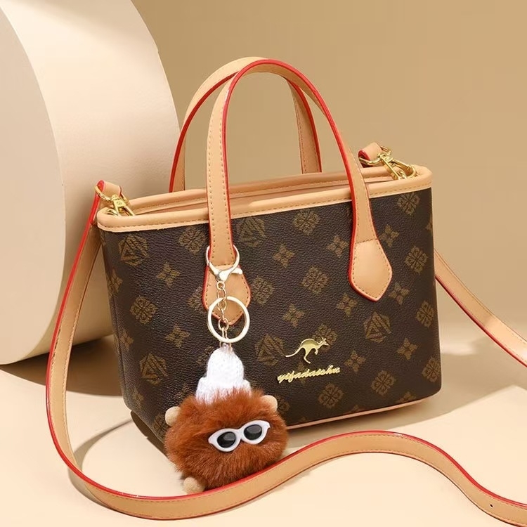 Ženska kožna mala kvadratna torbica s retro otiskom, crossbody, preko ramena i u ruci, svestrana i stilska dnevna torba.