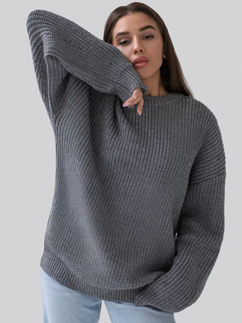 Női oversized kapucnis kötött pulóver – laza szabású felső