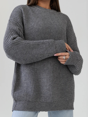 Női oversized kapucnis kötött pulóver – laza szabású felső