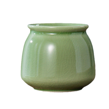 Ghiveci ceramic pentru hidroponie, glazură Crackle glaze, mic recipient de birou pentru plante verzi