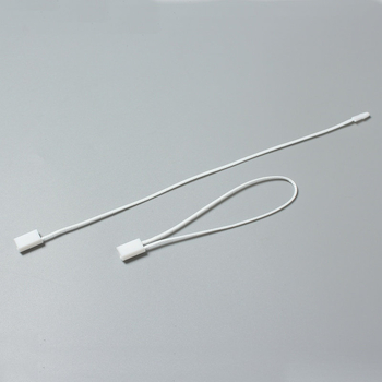 Șnur pătrat de 25 cm, din ață cerată, cu cataramă din plastic, pentru etichete haine și accesorii