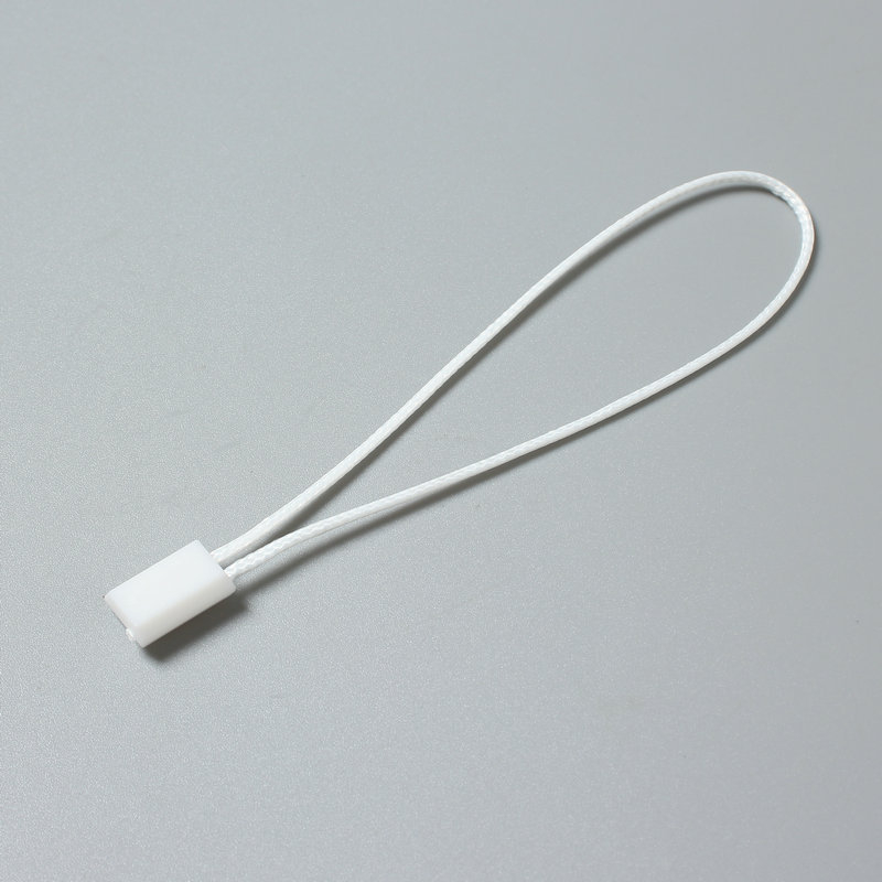 Șnur pătrat de 25 cm, din ață cerată, cu cataramă din plastic, pentru etichete haine și accesorii
