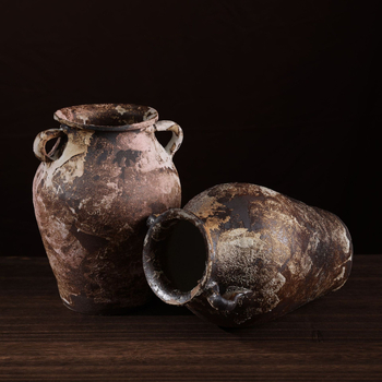 Vază ceramică realizată manual, stil Wabi-Sabi, ceramică rustică patinată, vază pentru flori uscate, ghiveci pentru suculente