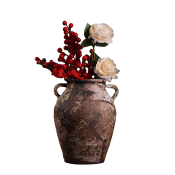 Vază ceramică realizată manual, stil Wabi-Sabi, ceramică rustică patinată, vază pentru flori uscate, ghiveci pentru suculente