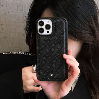 Kućište od lažne kože s reljefom za iPhone — nordijski stil, mat završetak, crna