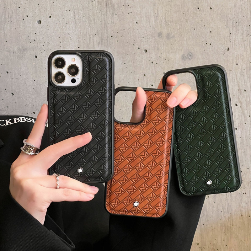 Kućište od lažne kože s reljefom za iPhone — nordijski stil, mat završetak, crna