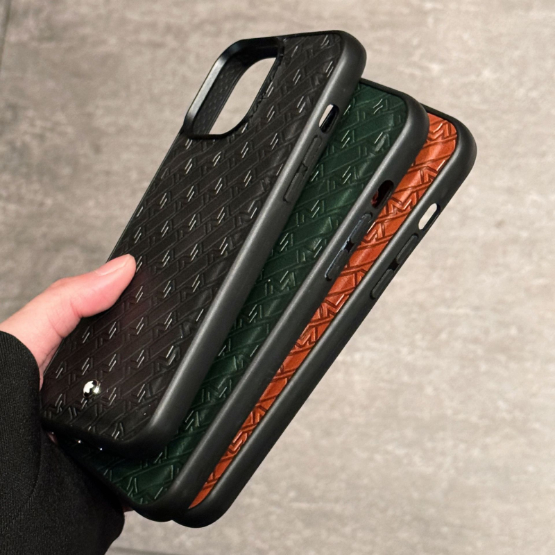 Kućište od lažne kože s reljefom za iPhone — nordijski stil, mat završetak, crna