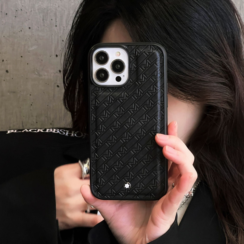 Kućište od lažne kože s reljefom za iPhone — nordijski stil, mat završetak, crna
