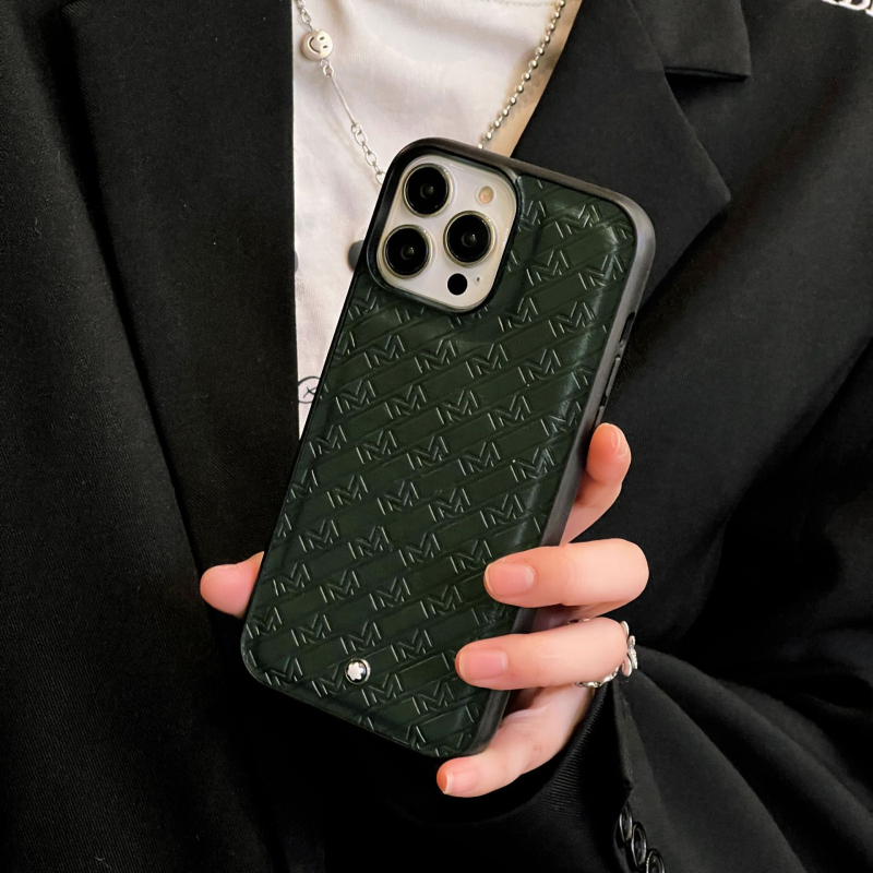 Kućište od lažne kože s reljefom za iPhone — nordijski stil, mat završetak, crna
