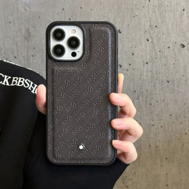 Kućište od lažne kože s reljefom za iPhone — nordijski stil, mat završetak, crna