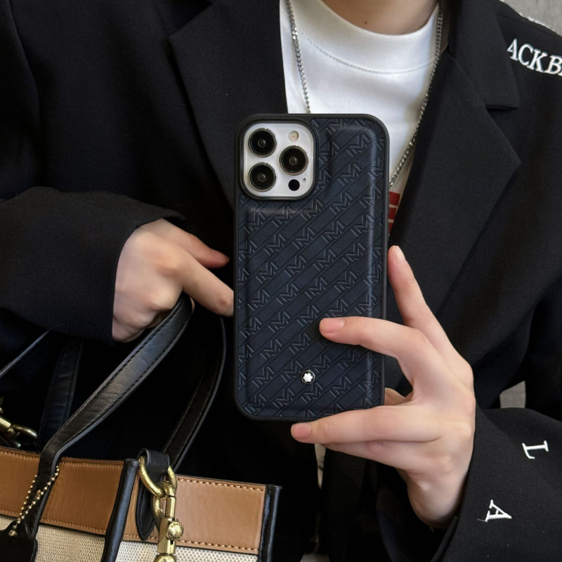 Kućište od lažne kože s reljefom za iPhone — nordijski stil, mat završetak, crna