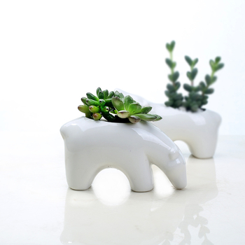 Ghiveci ceramic pentru suculente, în stil nordic, cu design cuplu de urși polari pentru birou