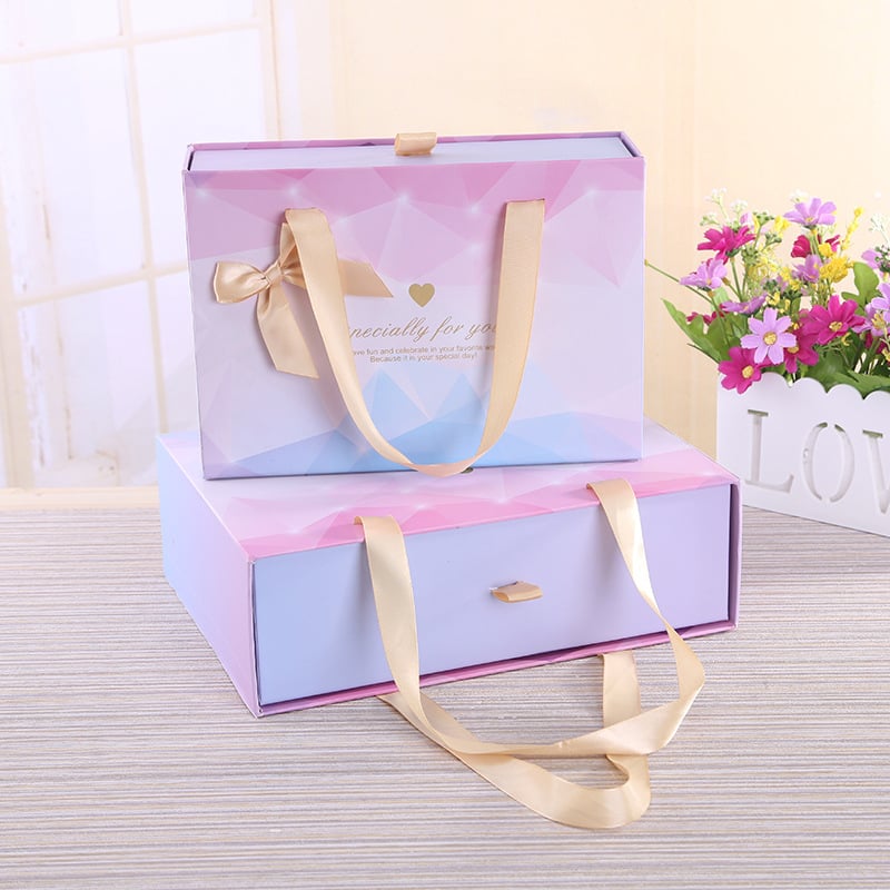 Cutie cadou cu sertar pentru Anul Nou, cadou pentru nuntă și lenjerie, ambalaj din carton rigid, mare dimensiune, roz cu model diamant