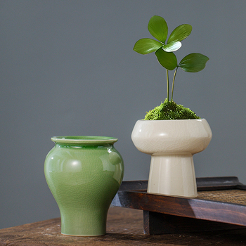 Ghiveci ceramic pentru suculente, glazură la cuptor, design retro, pentru interior, vază în stil chinezesc, mică dimensiune