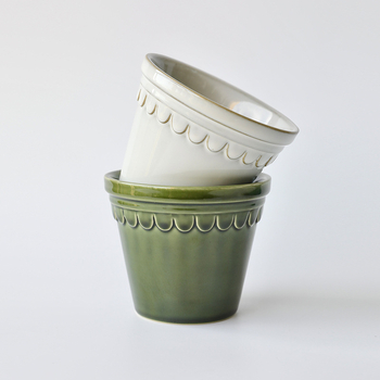 Ghiveci ceramic în relief, în stil roman, cu glazură retro, pentru grădină, balcon și interior — set de ghivece pentru orhidee