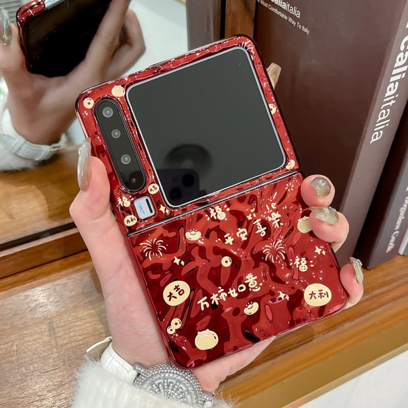 Husă de protecție pentru Huawei PuraX cu ecran pliabil lat, motiv Golden Horse Welcomes Fortune, roșu vin