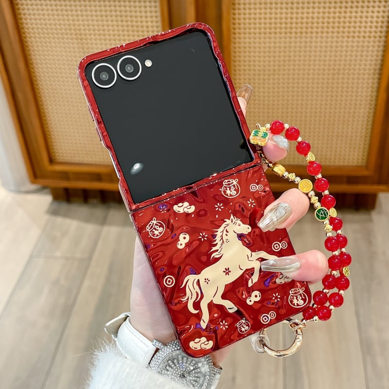 Husă de protecție pentru Huawei PuraX cu ecran pliabil lat, motiv Golden Horse Welcomes Fortune, roșu vin
