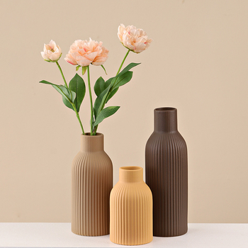 Vază ceramică Modilan blue, în stil european, cu dungi, pentru flori uscate, decor de masă pentru living