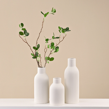 Vază ceramică Modilan blue, în stil european, cu dungi, pentru flori uscate, decor de masă pentru living