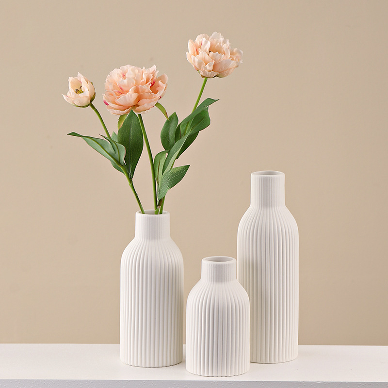 Vază ceramică Modilan blue, în stil european, cu dungi, pentru flori uscate, decor de masă pentru living
