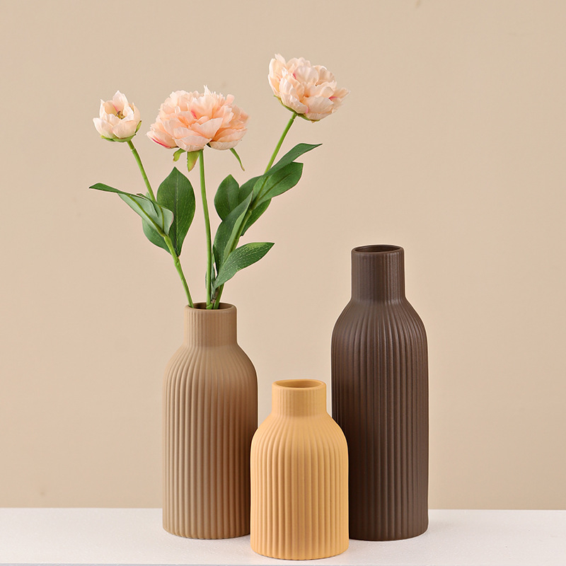 Vază ceramică Modilan blue, în stil european, cu dungi, pentru flori uscate, decor de masă pentru living