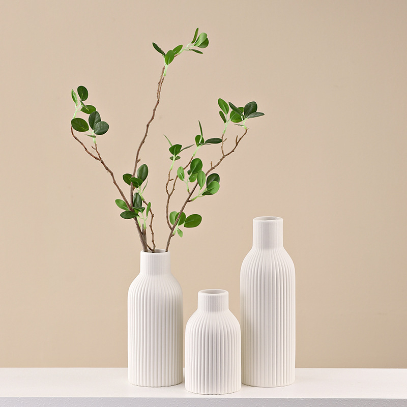 Vază ceramică Modilan blue, în stil european, cu dungi, pentru flori uscate, decor de masă pentru living