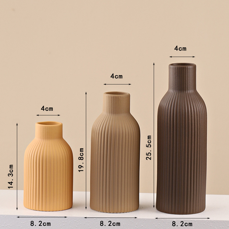 Vază ceramică Modilan blue, în stil european, cu dungi, pentru flori uscate, decor de masă pentru living