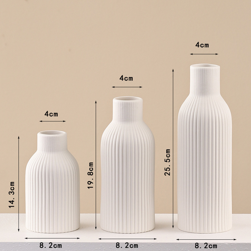 Vază ceramică Modilan blue, în stil european, cu dungi, pentru flori uscate, decor de masă pentru living