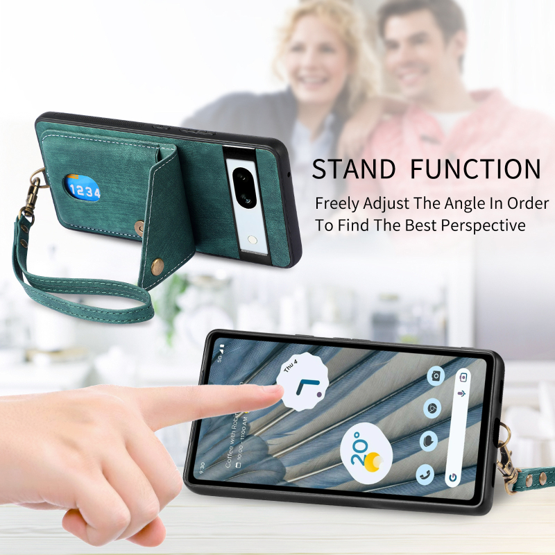 CaseNeo PU kožna futrola za telefon s pretincom za kartice, naruknicom i stalakom za Pixel 10 Pro
