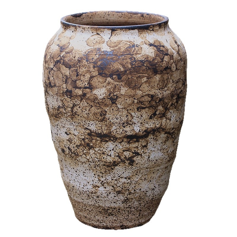 Vază de flori din ceramică lucrată manual, teracotă în stil wabi-sabi, vază pentru flori uscate, decor zen pentru podea