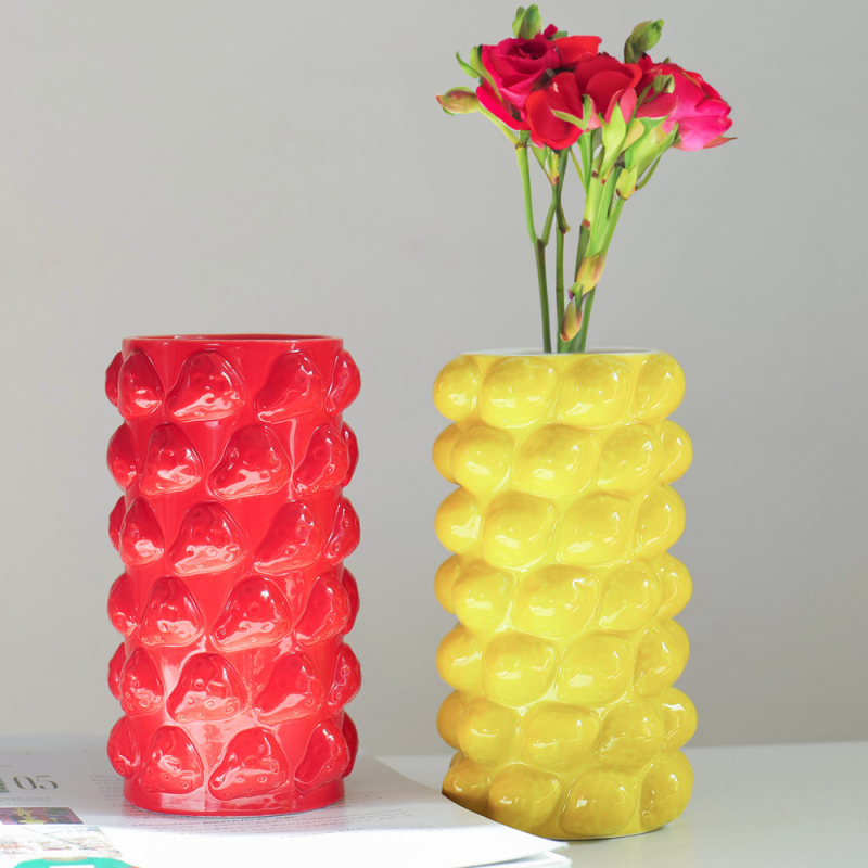 Vază ceramică cu fructe, decor pentru aranjamente florale, stil nordic pentru living, dormitor și birou