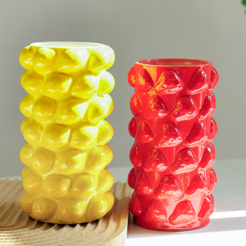 Vază ceramică cu fructe, decor pentru aranjamente florale, stil nordic pentru living, dormitor și birou