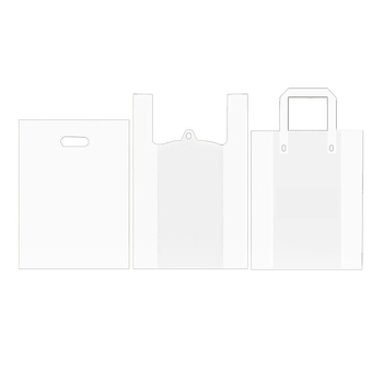Geantă tote din plastic personalizată pentru magazinul de îmbrăcăminte – mâner cu patru degete, pentru haine, pantofi și accesorii