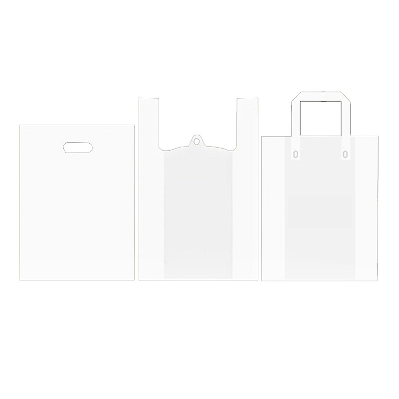 Geantă tote din plastic personalizată pentru magazinul de îmbrăcăminte – mâner cu patru degete, pentru haine, pantofi și accesorii