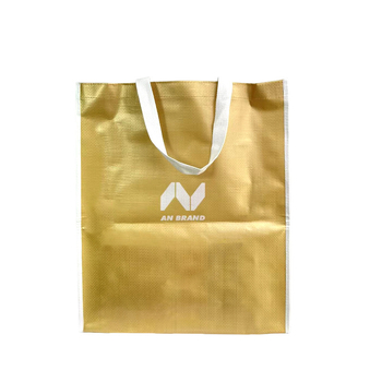 Geantă cadou laminată, din material nețesut, personalizabilă, cu mâneri – pentru haine și cumpărături