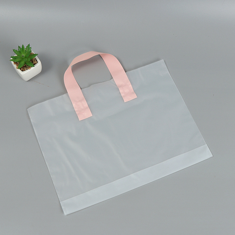 Geantă din plastic transparentă, portabilă pentru haine și cumpărături, cu mâner, potrivită pentru ambalarea ceaiului; pachet de 50 de bucăți.