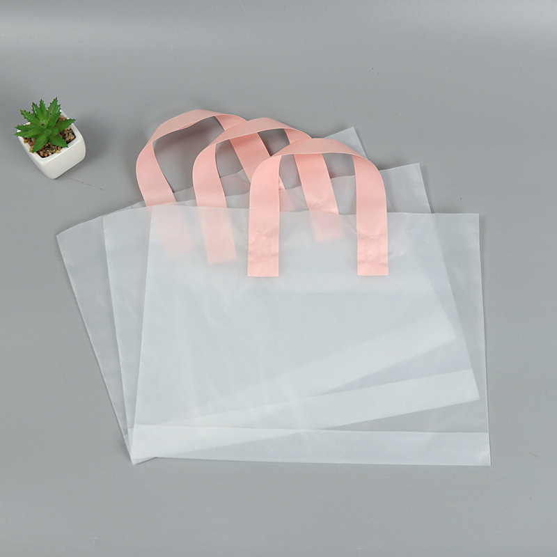 Geantă din plastic transparentă, portabilă pentru haine și cumpărături, cu mâner, potrivită pentru ambalarea ceaiului; pachet de 50 de bucăți.