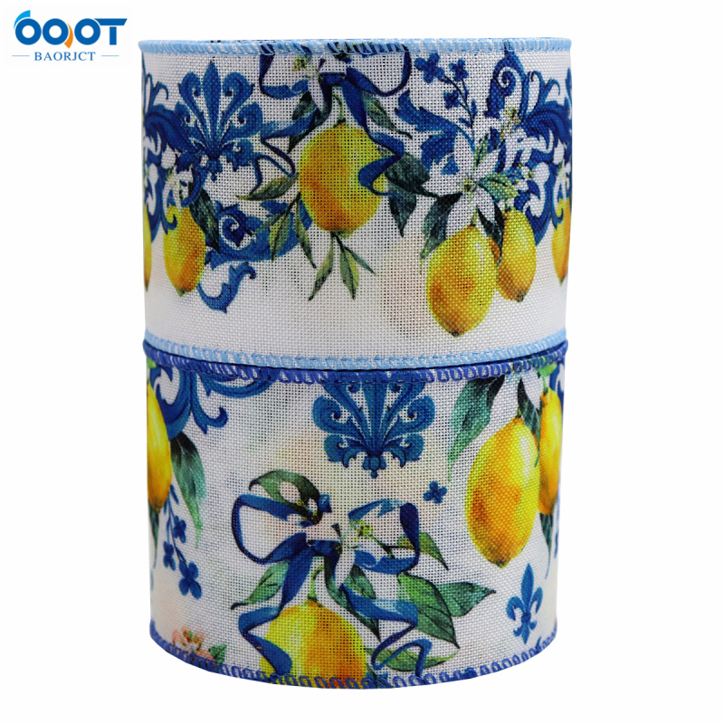 Dvostruka vrpca s motivom magnolije, rub sa žicom, imitacija lanene tkanine, za DIY mašne i girlande