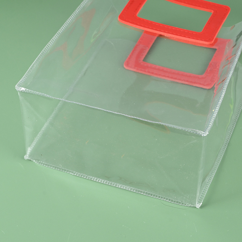Genti transparente din PVC, cu mâner, ambalaj cadou pentru Ziua Copilului și Crăciun, groase și durabile