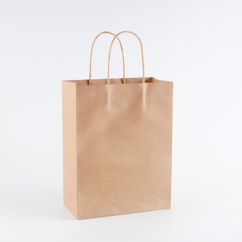 Genți din hârtie Kraft cu bază pătrată, tote pentru ambalare take-away, imprimare logo personalizată, depozitare haine, pungă cadou